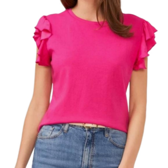 Vince Camuto Women's Dark Pink Flutter Blouse Small, NWT - Picture 1 of 10